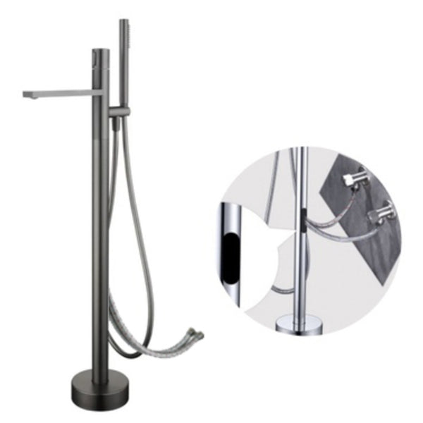 Contemporary Floor Mounted Copper Freestanding Tub Filler High Arc Tub Filler Trim