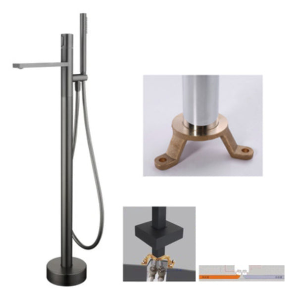 Contemporary Floor Mounted Copper Freestanding Tub Filler High Arc Tub Filler Trim