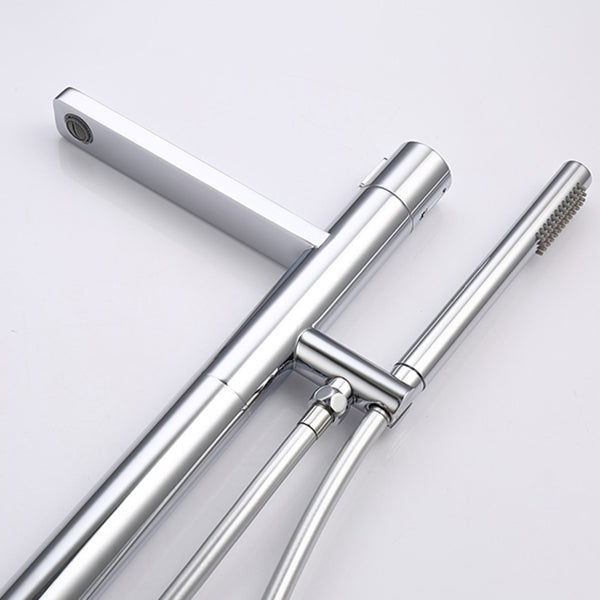 Contemporary Floor Mounted Copper Freestanding Tub Filler High Arc Tub Filler Trim