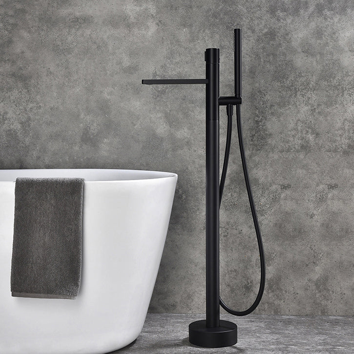 Contemporary Floor Mounted Copper Freestanding Tub Filler High Arc Tub Filler Trim
