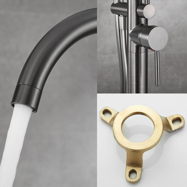 Contemporary Style Freestanding Faucet Copper Floor Mounted Freestanding Faucet