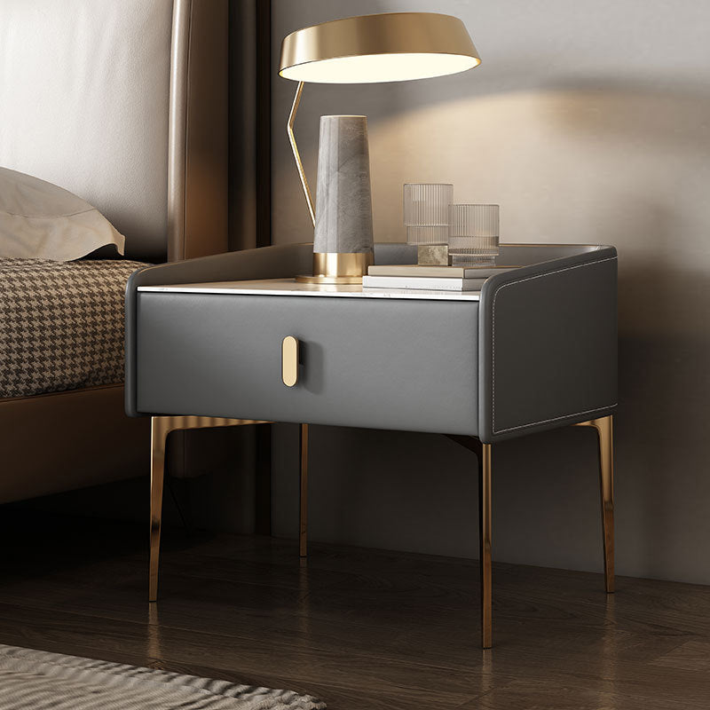 1 - Drawer Glam Accent Table Nightstand Antique Finish Bed Nightstand