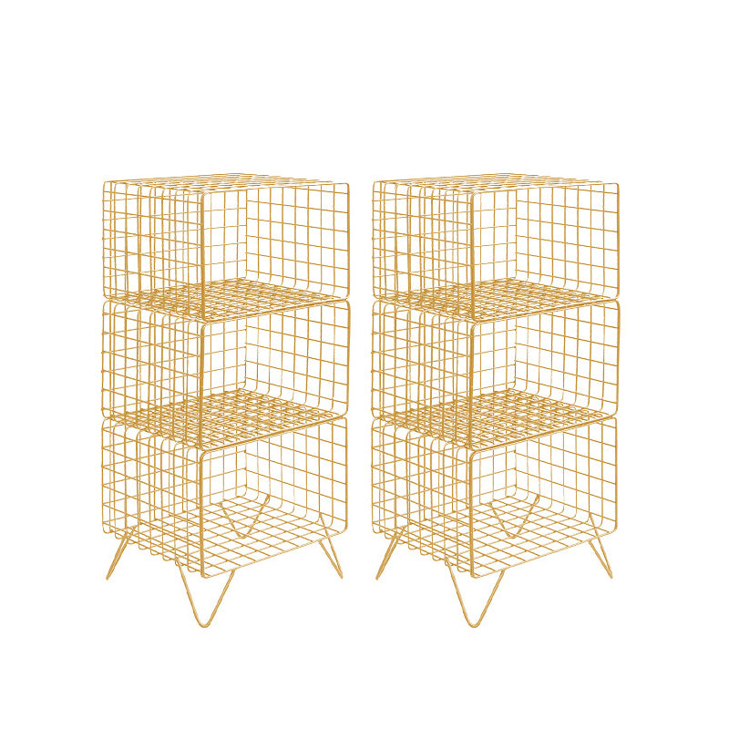 Metal Accent Table Nightstand Open Storage Bedside Cabinet for Bedroom