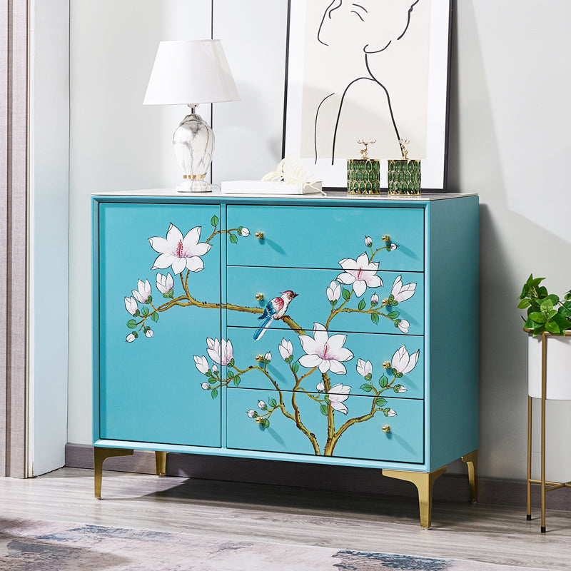 Glam Combo Dresser Horizontal Stone Storage Chest Dresser for Bedroom