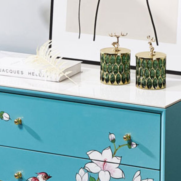 Glam Combo Dresser Horizontal Stone Storage Chest Dresser for Bedroom