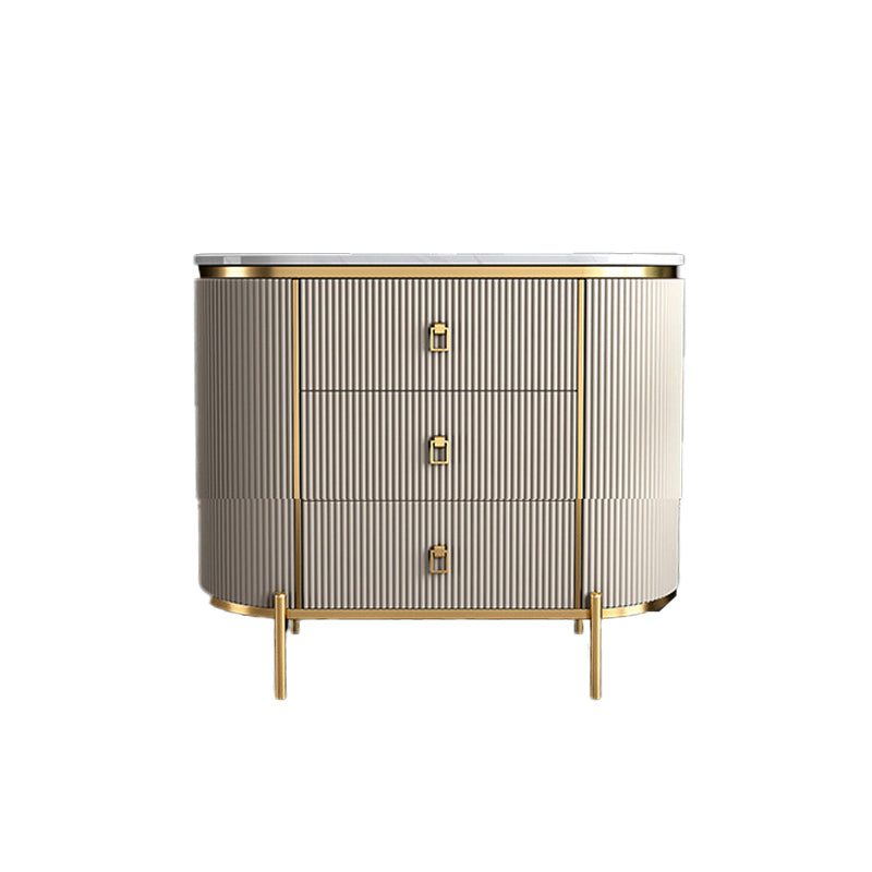 Glam Vertical Stone Storage Chest Bedroom Chest with 3 Drawers