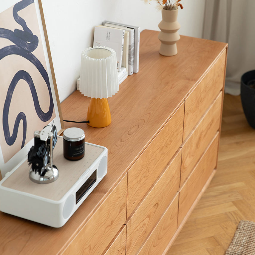 Ultra-Modern Double Dresser Solid Pine Horizontal Storage Chest Dresser for Bedroom