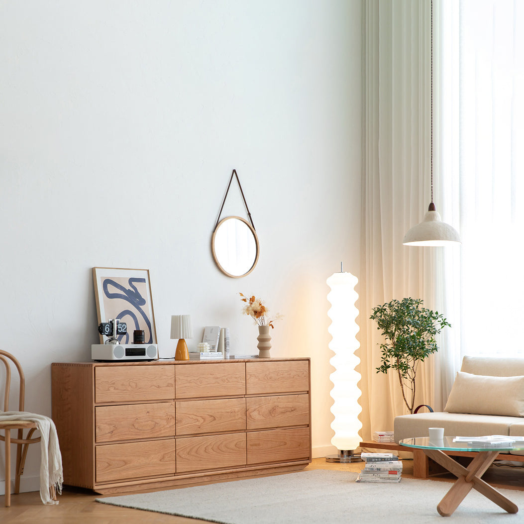 Ultra-Modern Double Dresser Solid Pine Horizontal Storage Chest Dresser for Bedroom