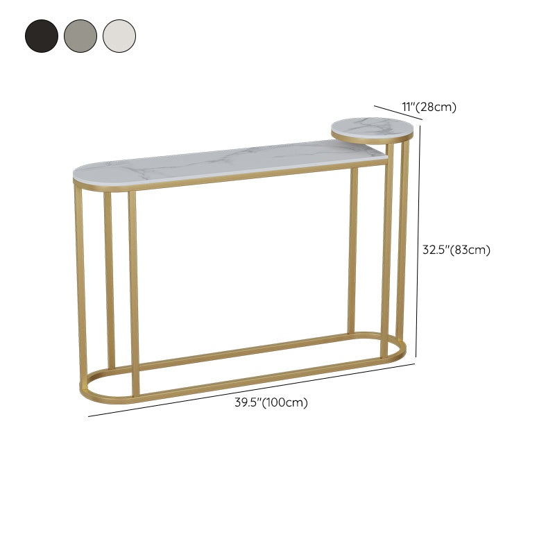 Glam Stone Console Table Golden Iron Console Sofa Table for Hall