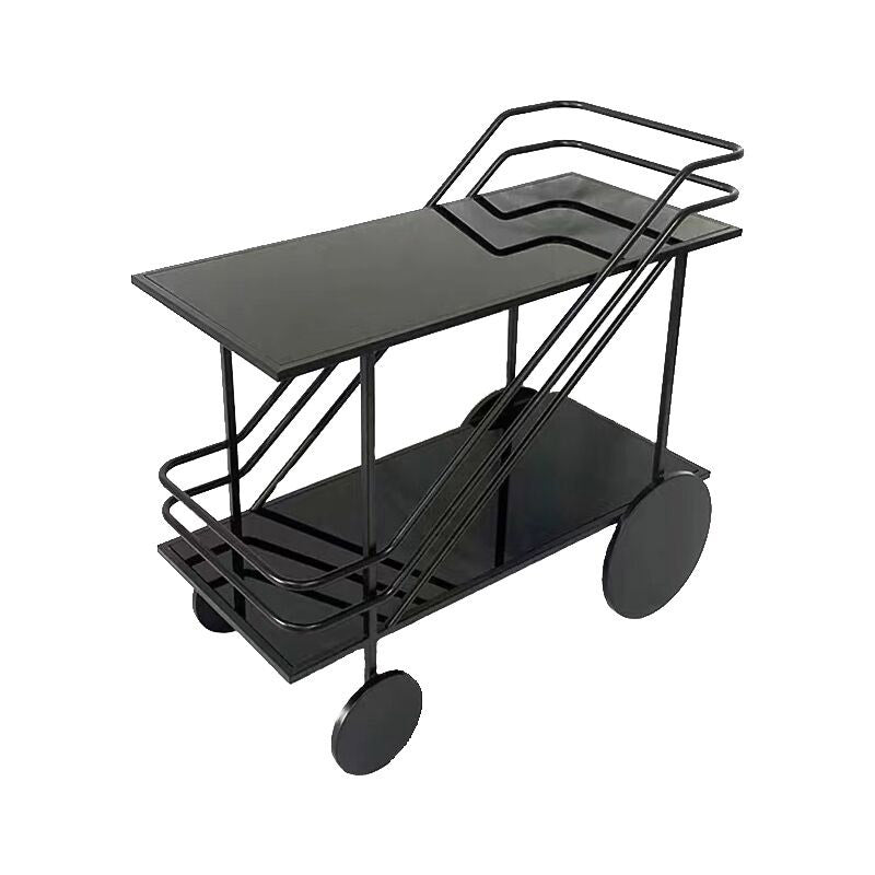 Modern Rectangular Glass Prep Table Home Dining Prep Table with Wheels