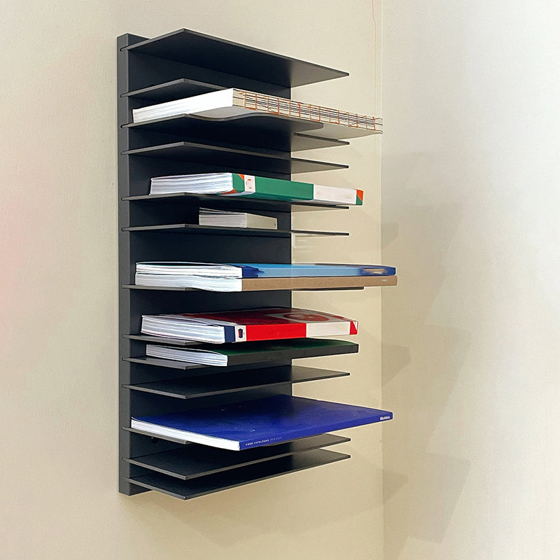 Industrial Metal Bookcase Floating Closed Back Bookshelf with Shelves