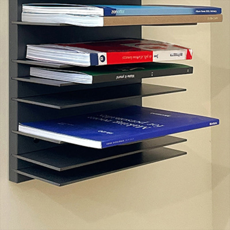 Industrial Metal Bookcase Floating Closed Back Bookshelf with Shelves