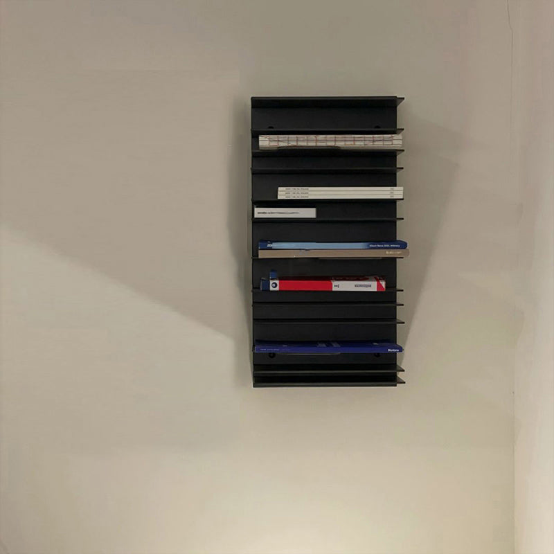 Industrial Metal Bookcase Floating Closed Back Bookshelf with Shelves
