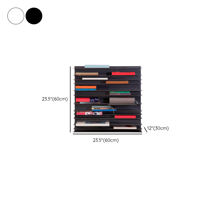 Industrial Metal Bookcase Floating Closed Back Bookshelf with Shelves