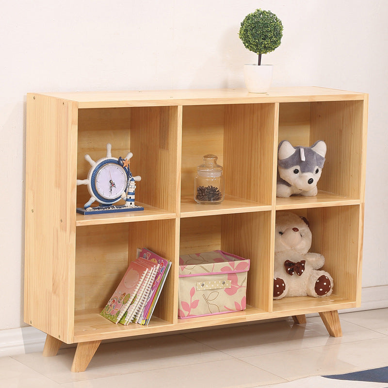 Wooden Natural Bookcase Contemporary Closed Back Standard Bookshelf