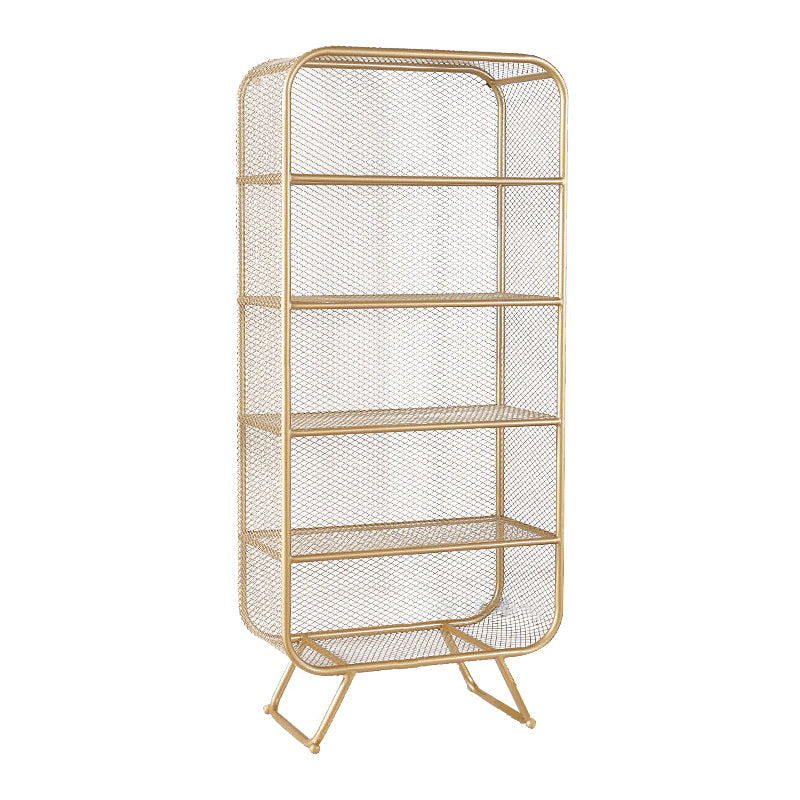 Gold Metal Bookshelf Closed Back Standard Bookcase with Shelves
