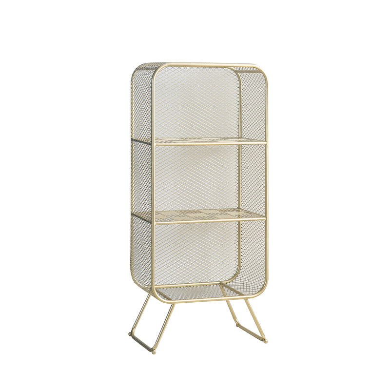 Gold Metal Bookshelf Closed Back Standard Bookcase with Shelves