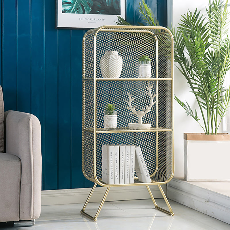 Gold Metal Bookshelf Closed Back Standard Bookcase with Shelves