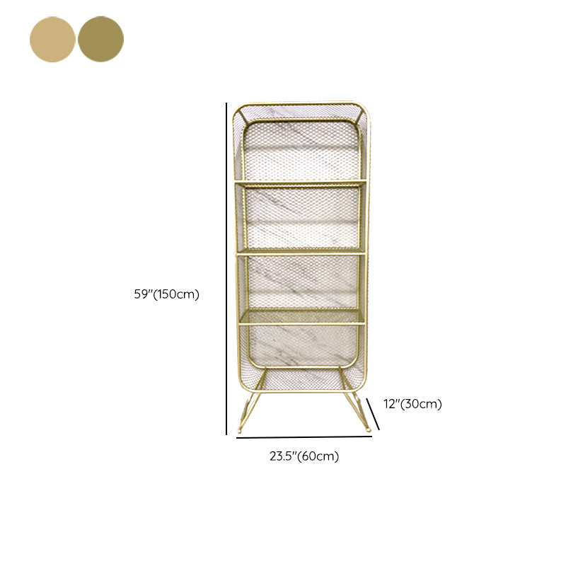 Gold Metal Bookshelf Closed Back Standard Bookcase with Shelves