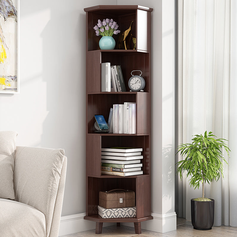Corner Contemporary Bookshelf Wooden Closed Back Bookcase with Shelves