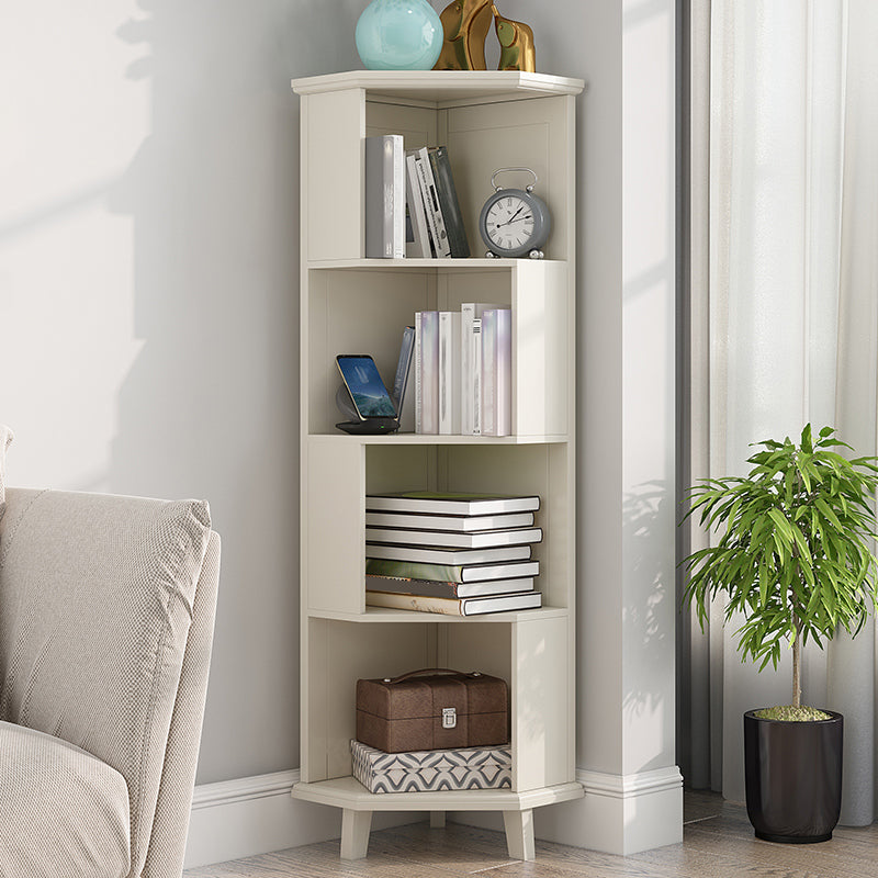 Corner Contemporary Bookshelf Wooden Closed Back Bookcase with Shelves