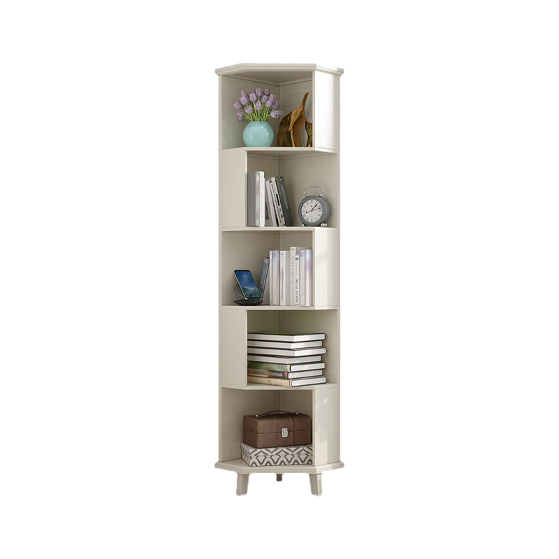 Corner Contemporary Bookshelf Wooden Closed Back Bookcase with Shelves