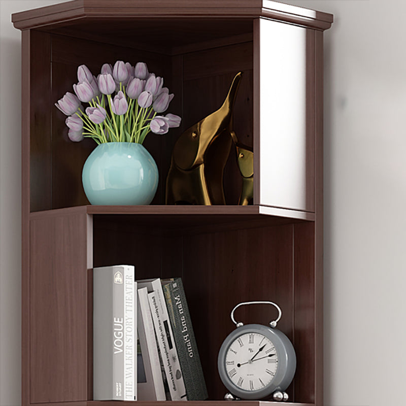 Corner Contemporary Bookshelf Wooden Closed Back Bookcase with Shelves