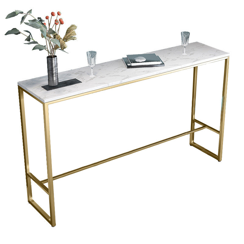 White Faux Marble Table Modern Style Bistro Bar Table for Patio Use