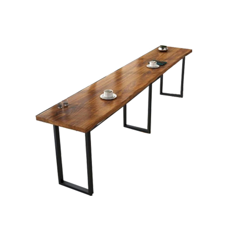 Industrial Bar Table Solid Wood Rectangle Pub Table in Brown