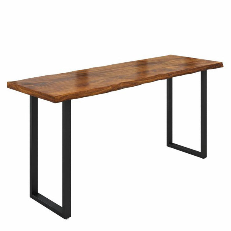 Industrial Bar Table Solid Wood Rectangle Pub Table in Brown