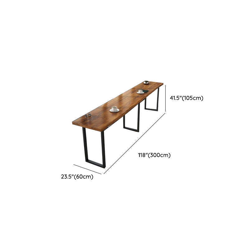 Industrial Bar Table Solid Wood Rectangle Pub Table in Brown