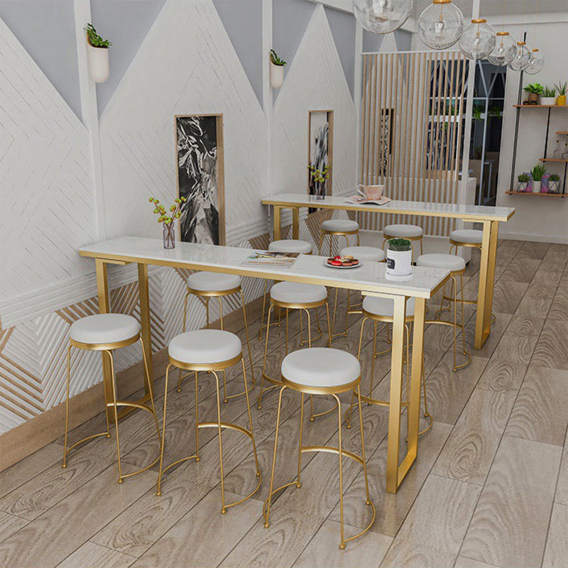 Marble Top Bar Table Rectangle Contemporary Style Pub Table for Home