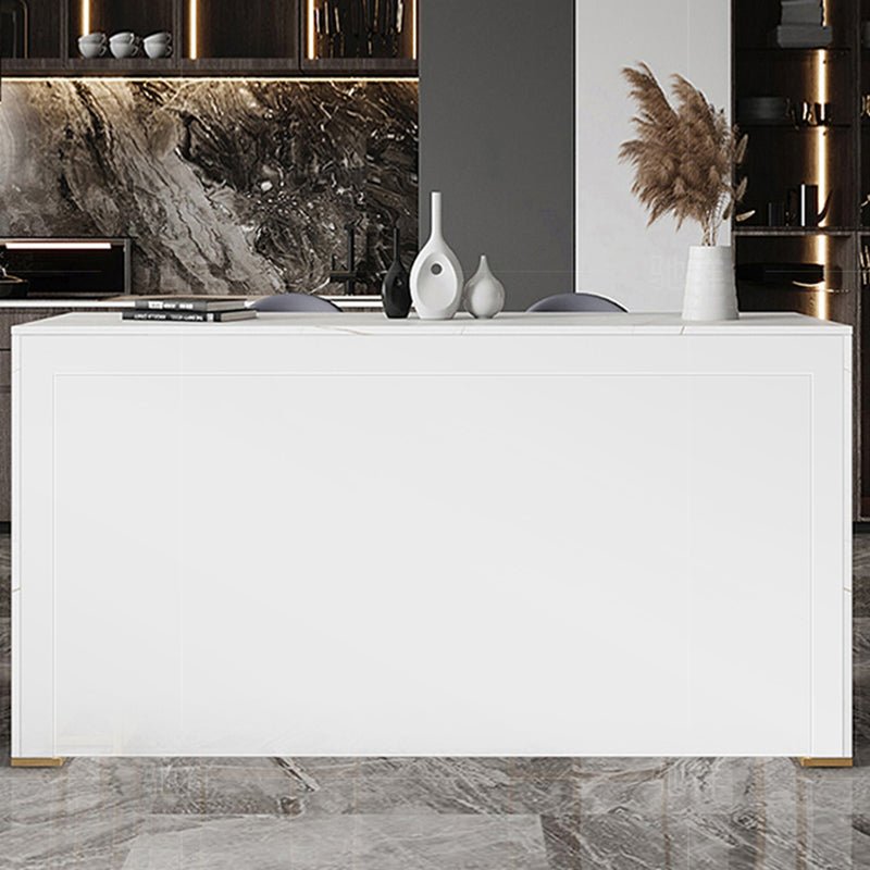 Modern Sintered Stone Bistro Table Rectangle Bar Table with Wooden Base