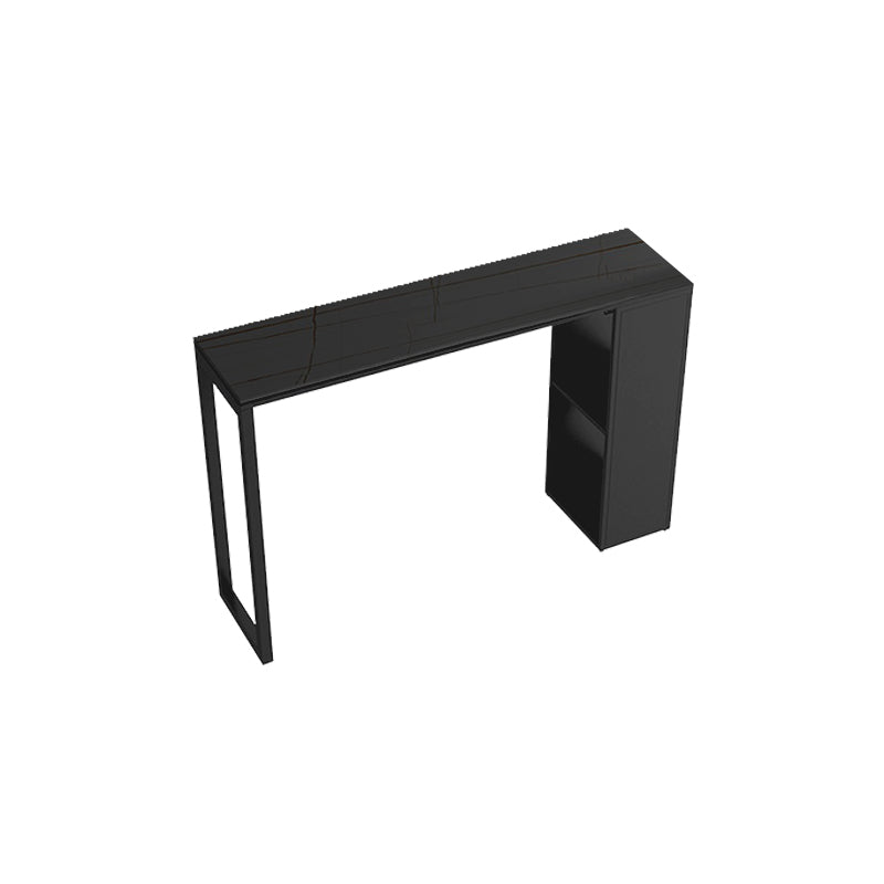 Pedestal Sintered Stone Bar Table Modern Dining Table with Storage Shelves