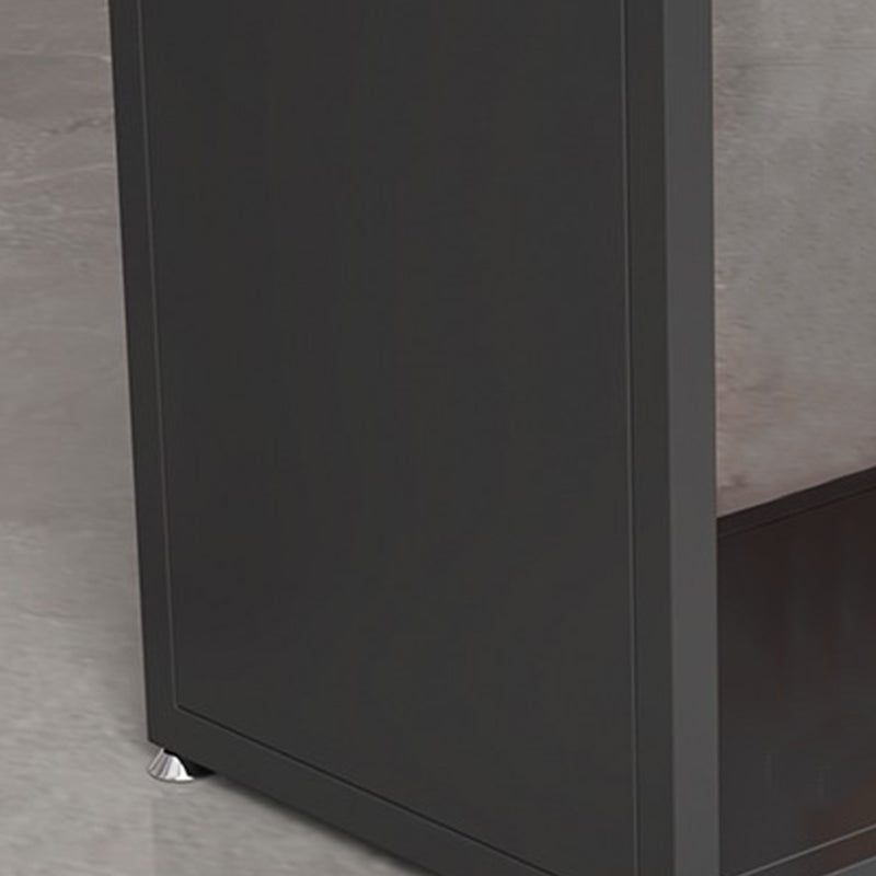 Pedestal Sintered Stone Bar Table Modern Dining Table with Storage Shelves