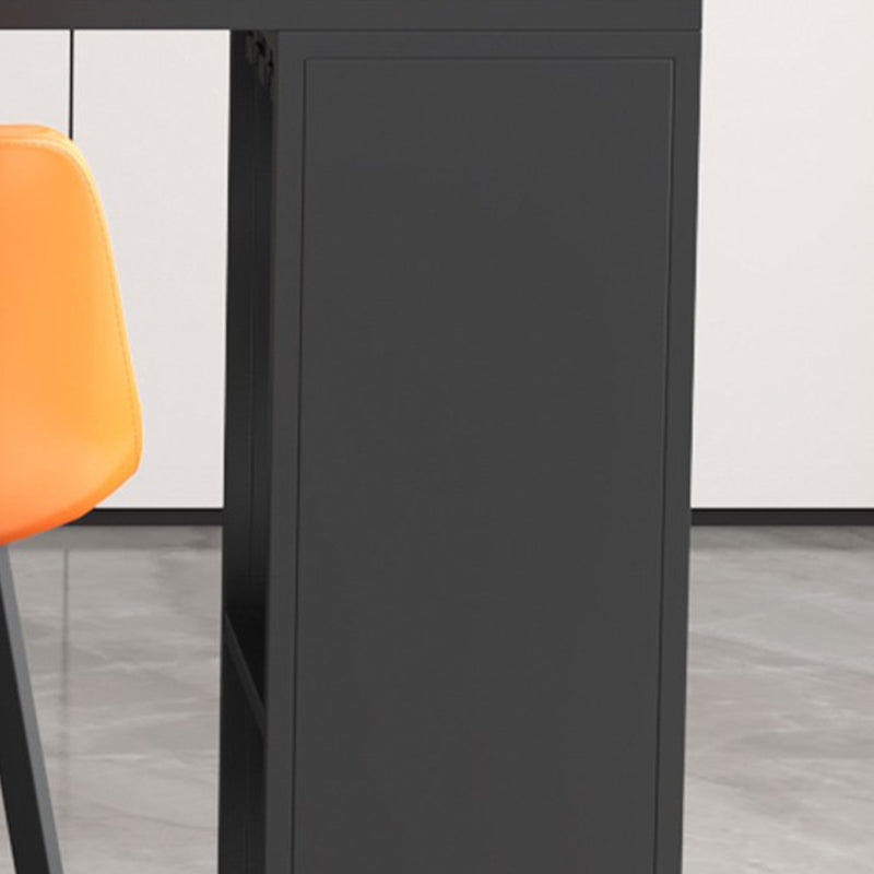 Pedestal Sintered Stone Bar Table Modern Dining Table with Storage Shelves