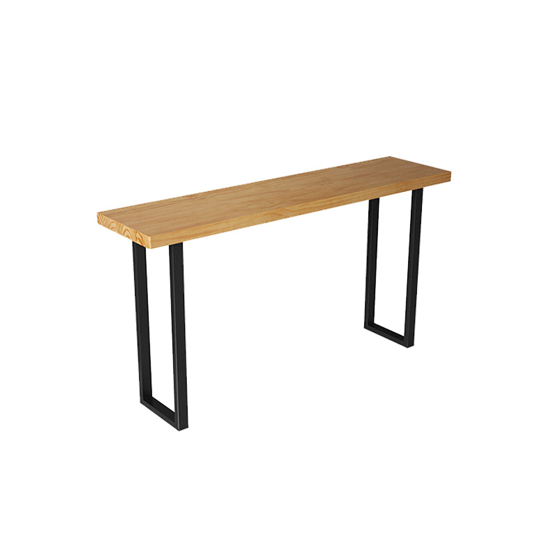 Brown Solid Wood Bar Table Black Legs and Metal Base Bar Table