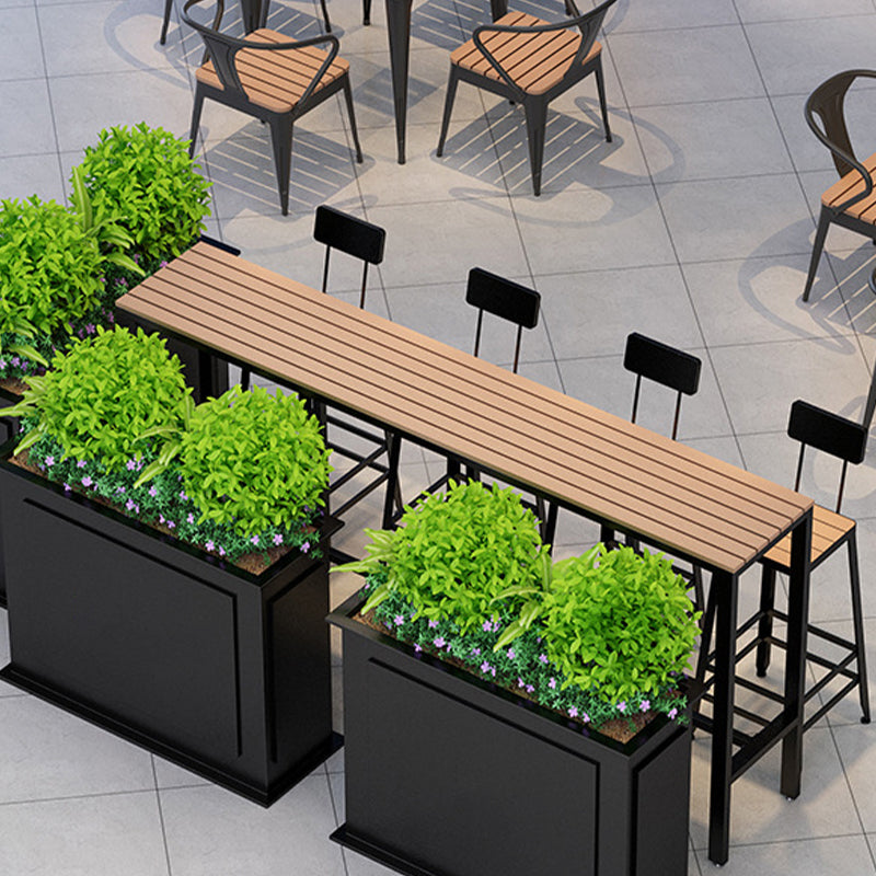 Manufactured Wood Bar Table Black Legs and Metal Base Bar Table