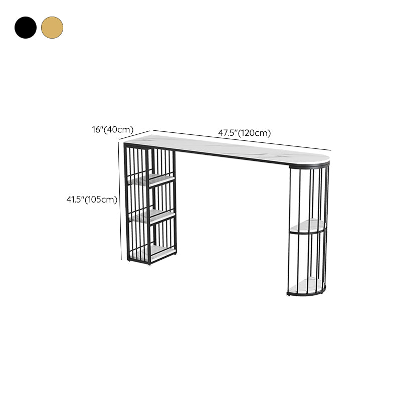 Sintered Stone Bar Table Industrial Dining Table with Storage Shelves