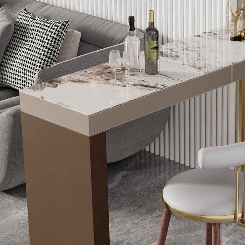 Brown Sintered Stone Bar Table Rectangle Dining Table for Kitchen Living Room