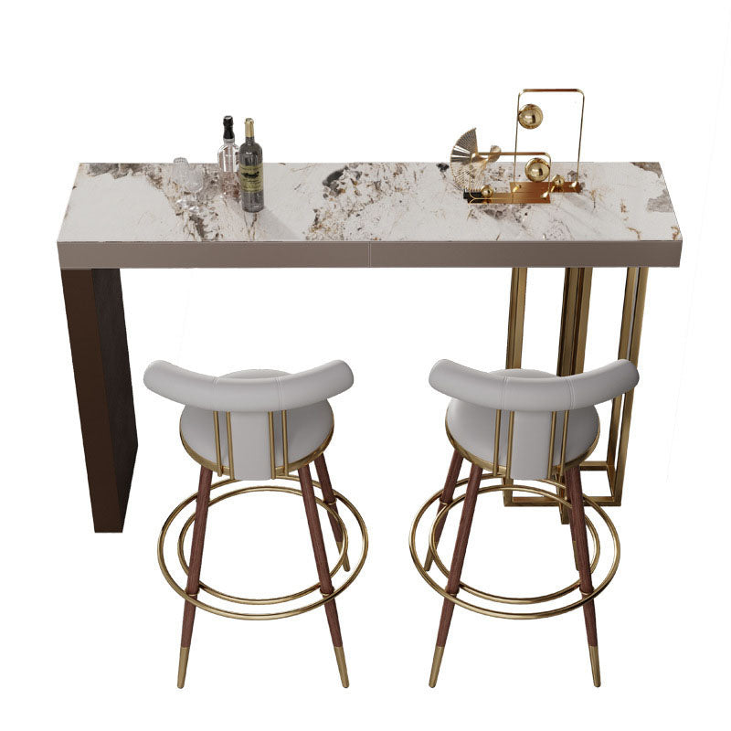 Brown Sintered Stone Bar Table Rectangle Dining Table for Kitchen Living Room