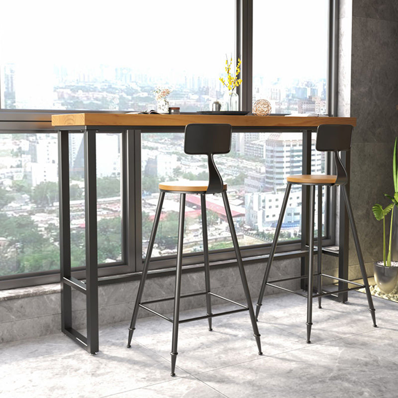 Industrial Rectangle Bar Table Solid Wood Top Bar Table with Trestle Base