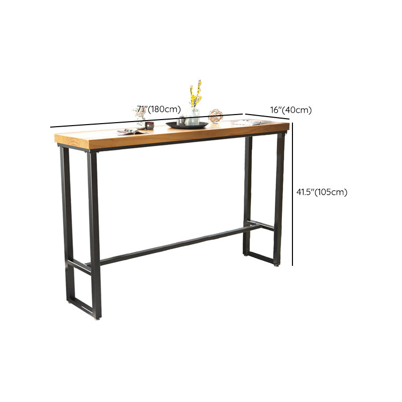 Industrial Rectangle Bar Table Solid Wood Top Bar Table with Trestle Base