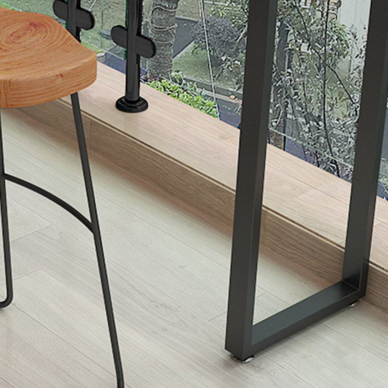 Industrial Double Pedestal Bar Dining Table Solid Wood Top Bar Table