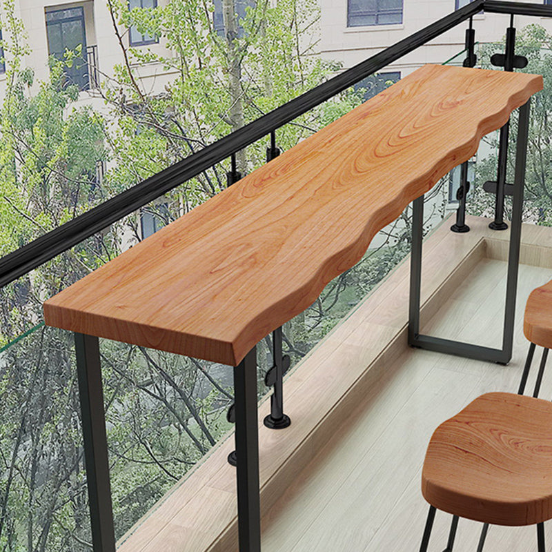 Industrial Double Pedestal Bar Dining Table Solid Wood Top Bar Table