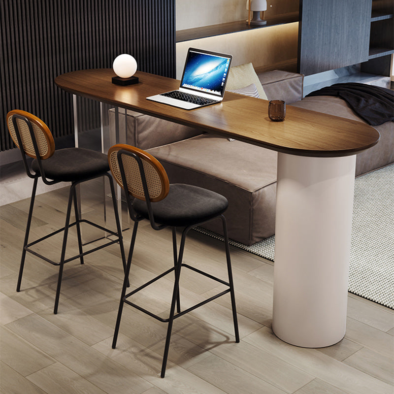 Contemporary Double Pedestal Bar Dining Table Solid Wood Dining Table