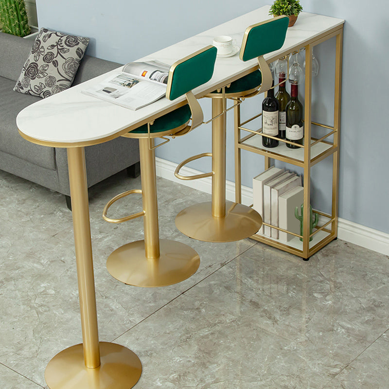 Modern Free Form Bar Dining Table Metal and Stone Bar Table for Living Room