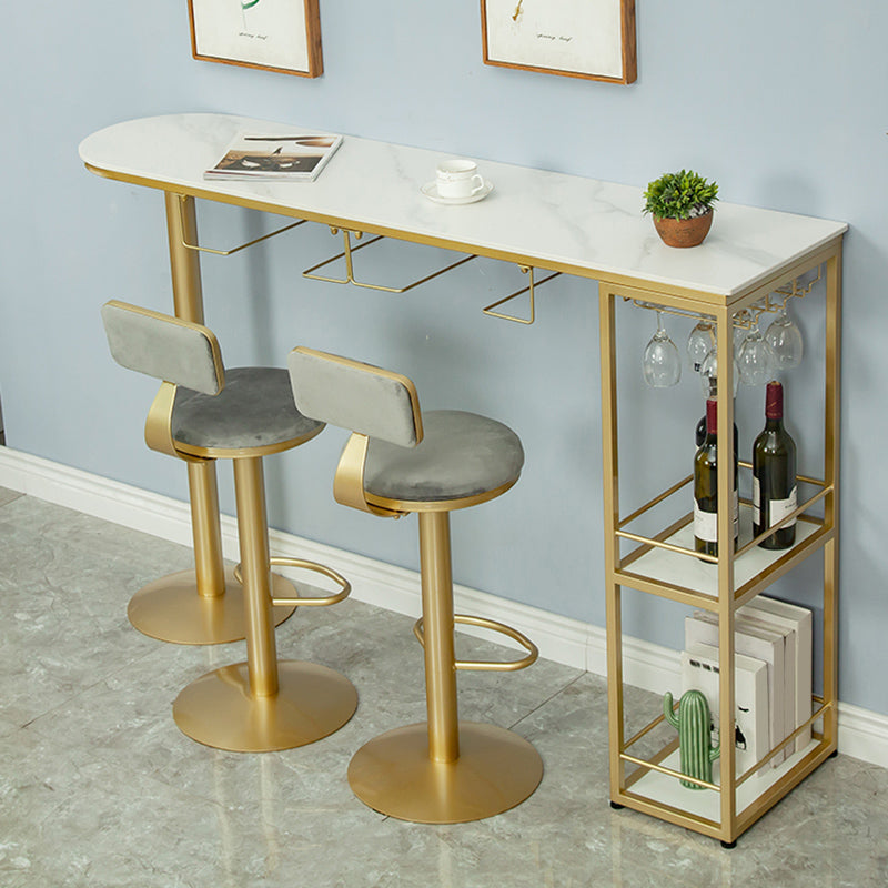 Modern Free Form Bar Dining Table Metal and Stone Bar Table for Living Room