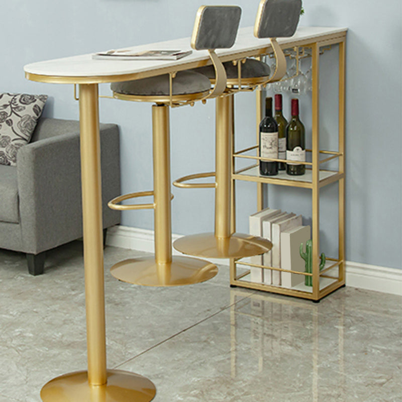Modern Free Form Bar Dining Table Metal and Stone Bar Table for Living Room