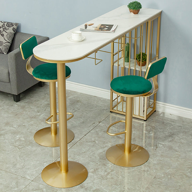 Modern Free Form Bar Dining Table Metal and Stone Bar Table for Living Room